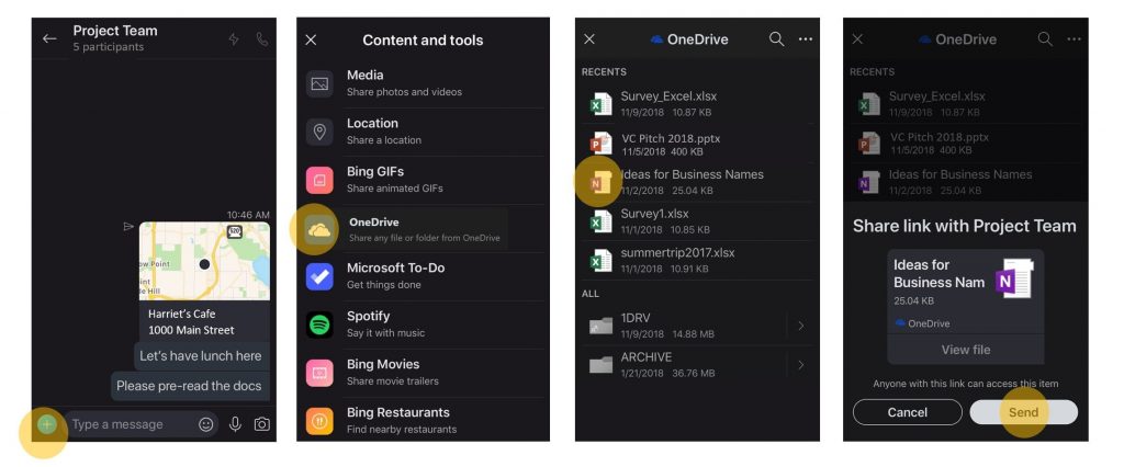 اشتراک گذاری فایل های OneDrive در Skype