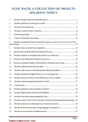 کتاب 100 ielts speaking topics | نسخه PDF